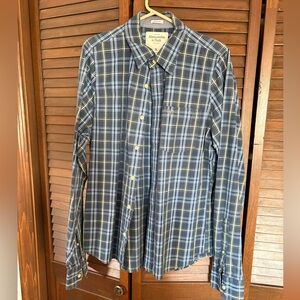 Abercrombie & Fitch Men's Navy Checkered Shirt